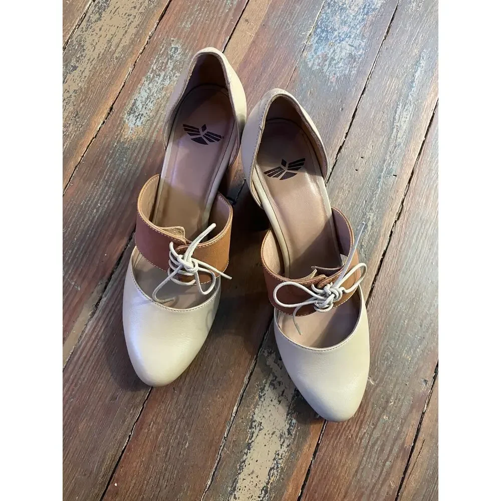 Fortress of Inca Ellie Leather Block Heel Lace Up Shoes Women 39 US 8.5 9 - Picture 6 of 13